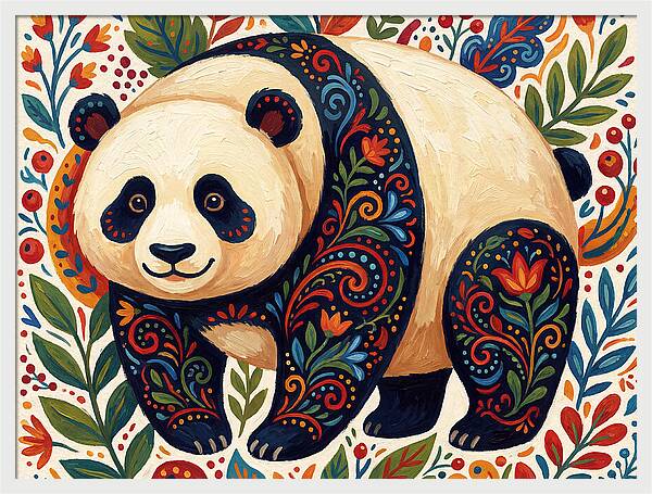 Panda With Floral Patterns