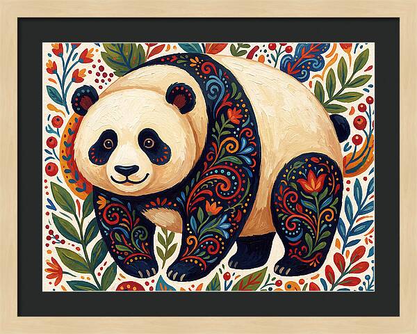 Panda With Floral Patterns