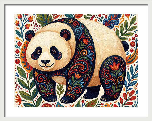 Panda With Floral Patterns