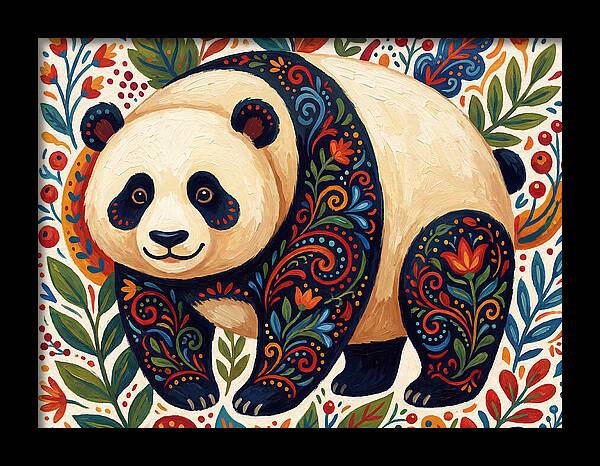 Panda With Floral Patterns
