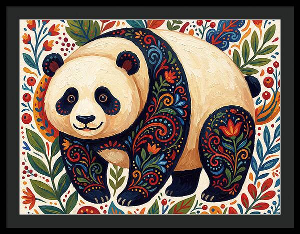 Panda With Floral Patterns