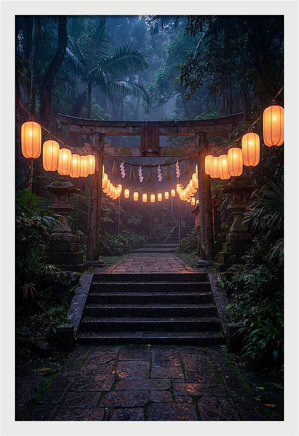 Paper Lanterns Illuminate Shrine