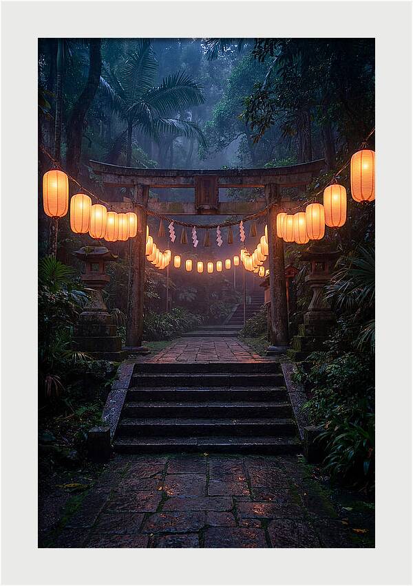 Paper Lanterns Illuminate Shrine