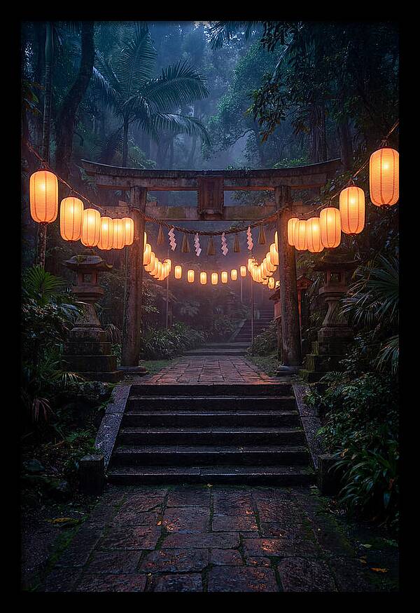 Paper Lanterns Illuminate Shrine