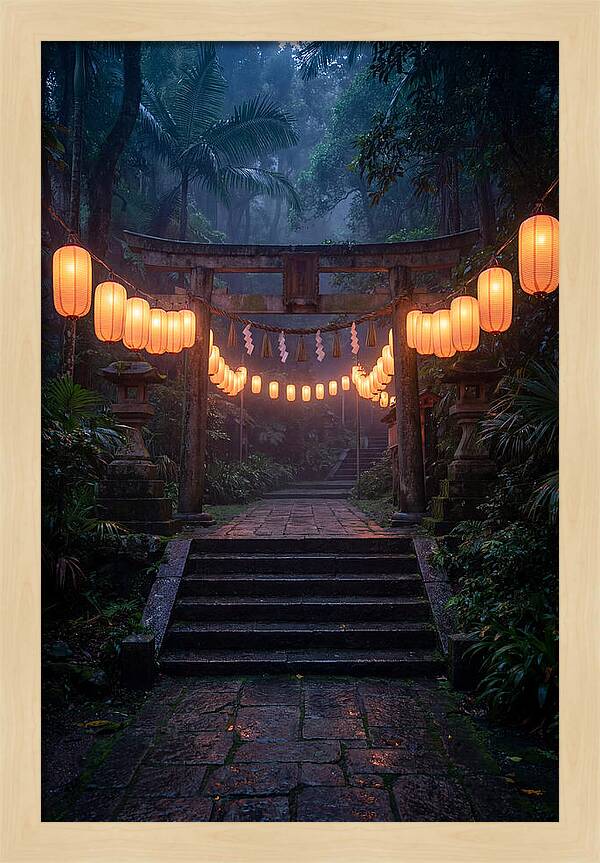 Paper Lanterns Illuminate Shrine