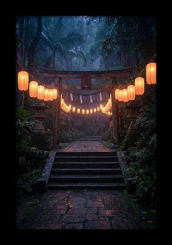 Paper Lanterns Illuminate Shrine