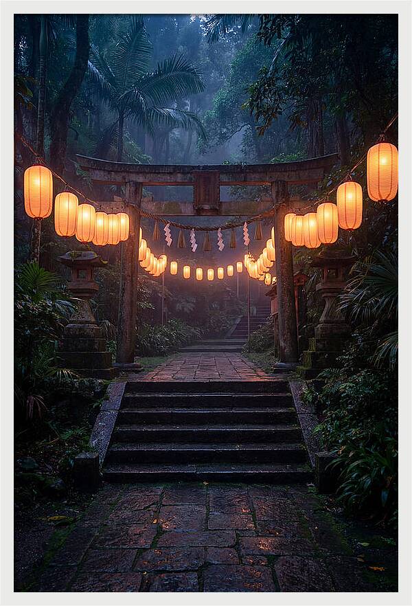 Paper Lanterns Illuminate Shrine