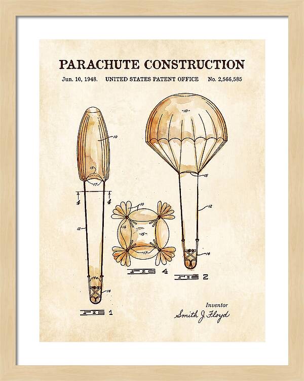 Parachute Construction Watercolor Patent Us2566585