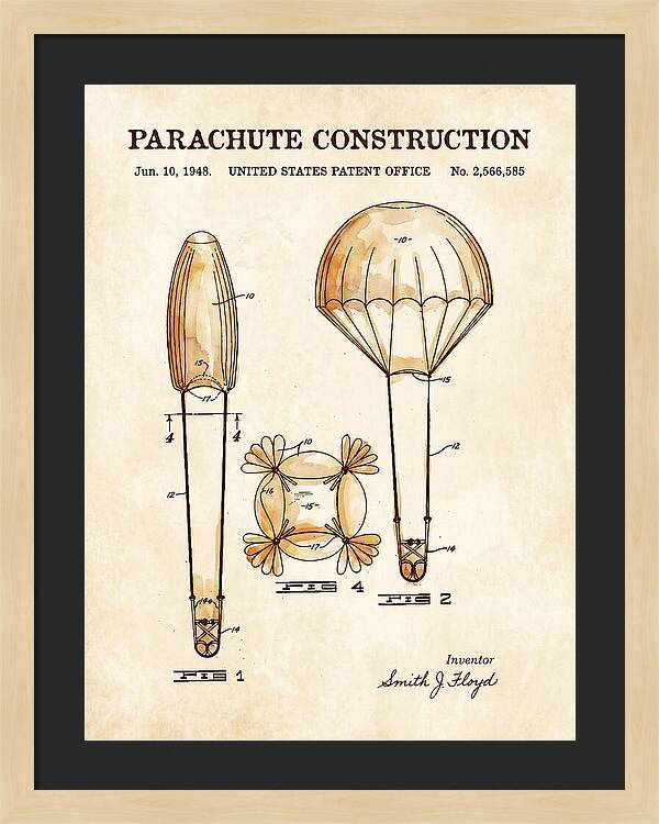 Parachute Construction Watercolor Patent Us2566585