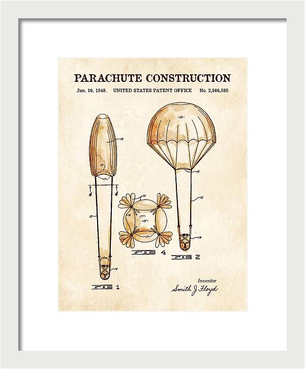 Parachute Construction Watercolor Patent Us2566585