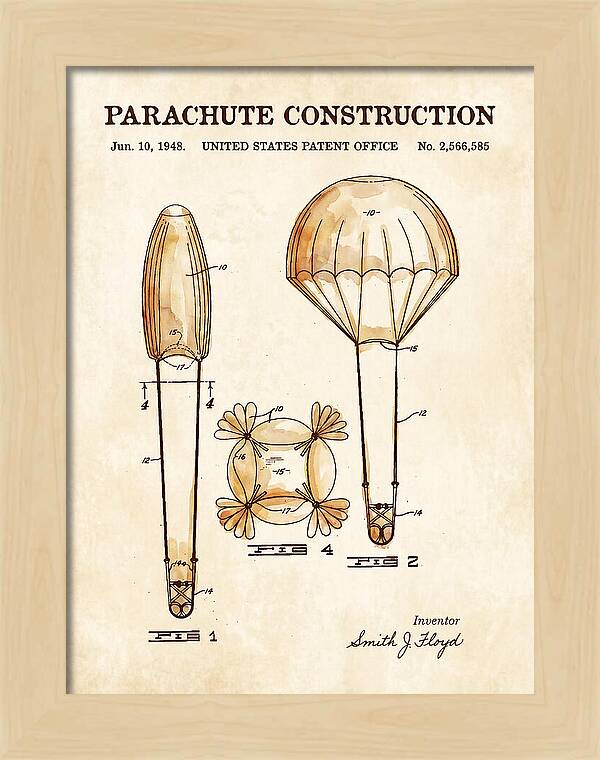 Parachute Construction Watercolor Patent Us2566585