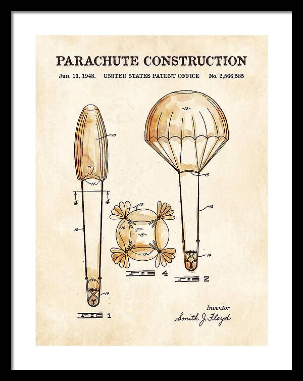 Parachute Construction Watercolor Patent Us2566585