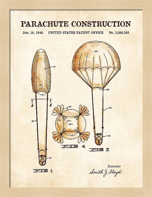 Parachute Construction Watercolor Patent Us2566585