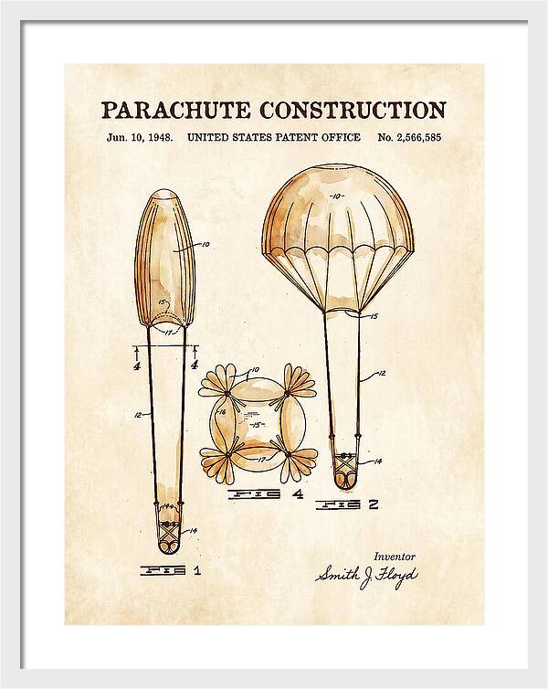 Parachute Construction Watercolor Patent Us2566585