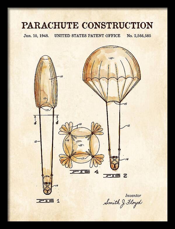 Parachute Construction Watercolor Patent Us2566585