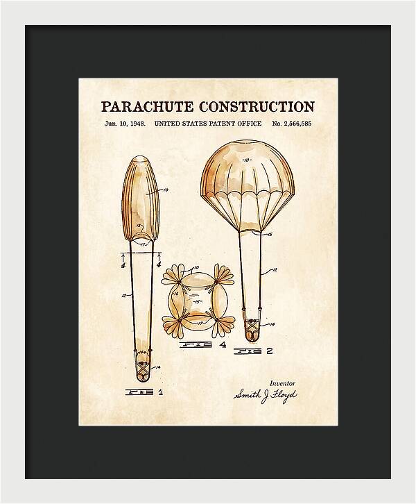 Parachute Construction Watercolor Patent Us2566585