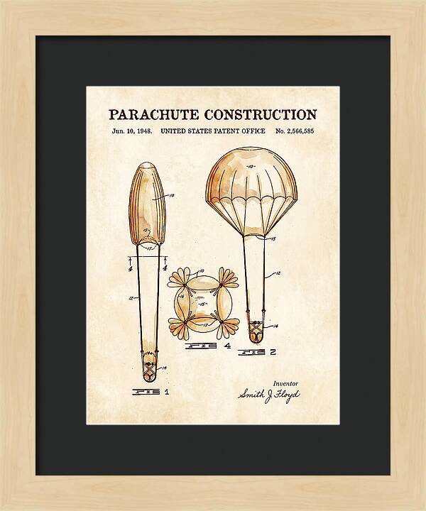 Parachute Construction Watercolor Patent Us2566585