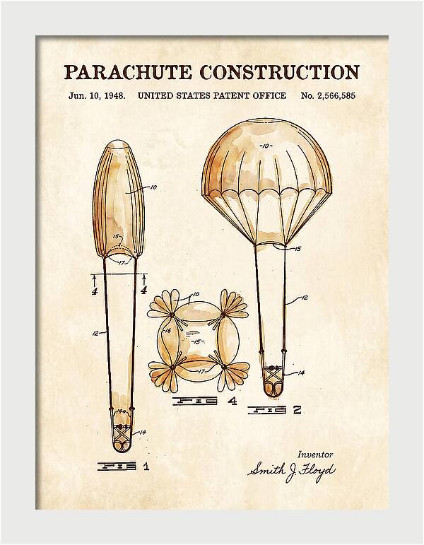 Parachute Construction Watercolor Patent Us2566585