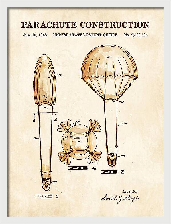 Parachute Construction Watercolor Patent Us2566585