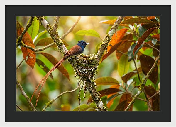 Paradise Flycatcher Perched Gracefully