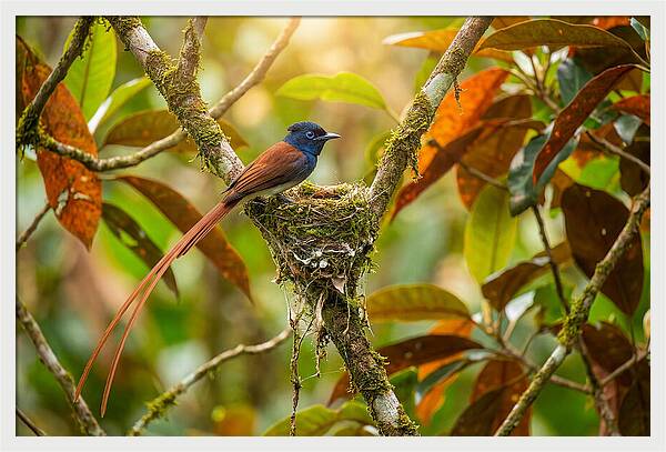 Paradise Flycatcher Perched Gracefully