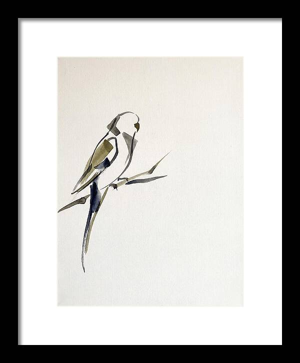 Parakeet Perched In Minimalism
