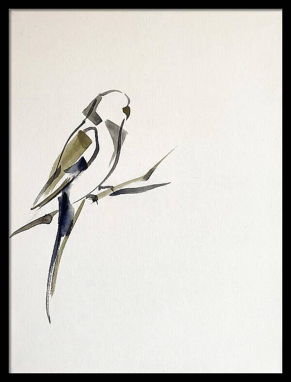 Parakeet Perched In Minimalism