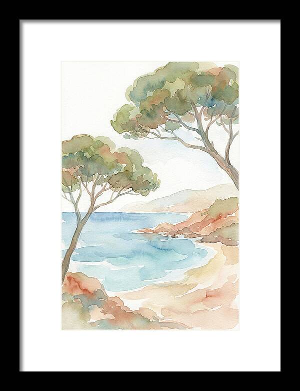Parasol Pines Framing Mediterranean Cove