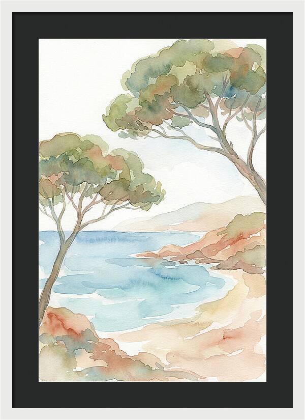 Parasol Pines Framing Mediterranean Cove