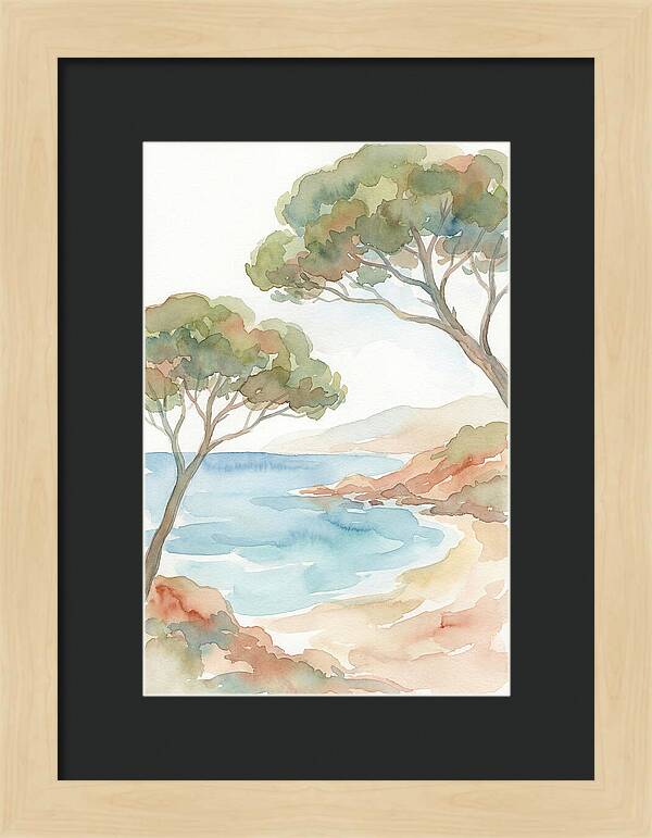 Parasol Pines Framing Mediterranean Cove