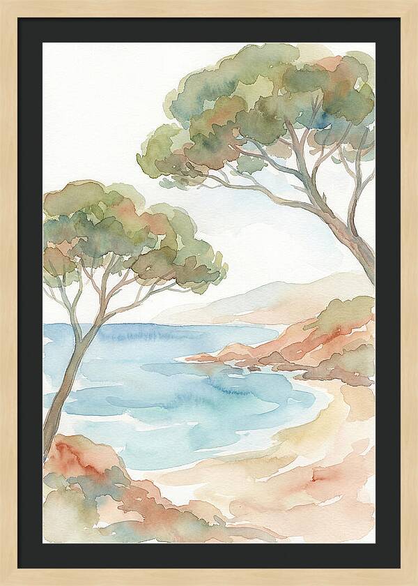 Parasol Pines Framing Mediterranean Cove