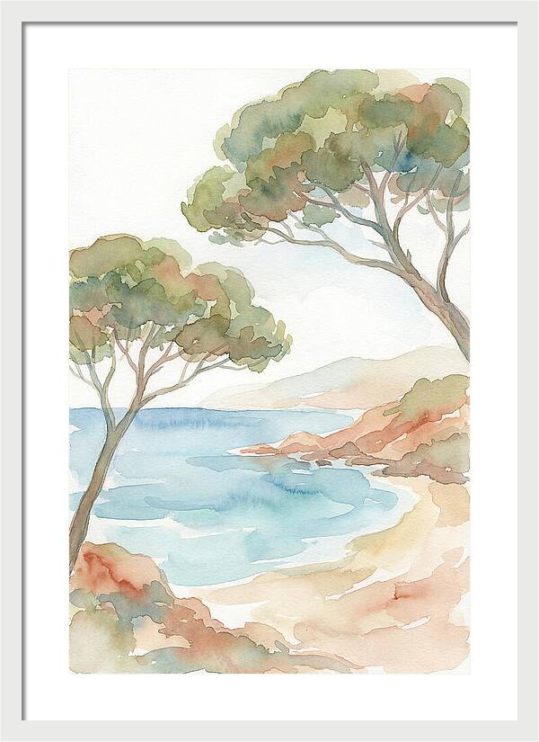 Parasol Pines Framing Mediterranean Cove