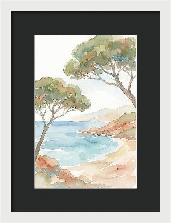 Parasol Pines Framing Mediterranean Cove