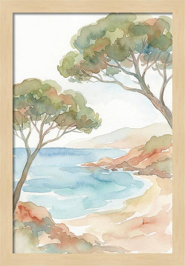 Parasol Pines Framing Mediterranean Cove