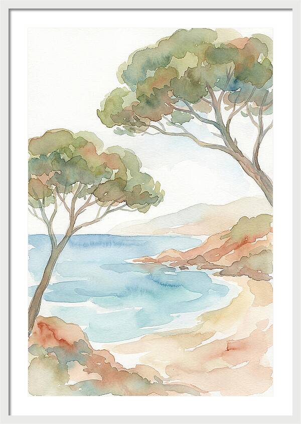 Parasol Pines Framing Mediterranean Cove