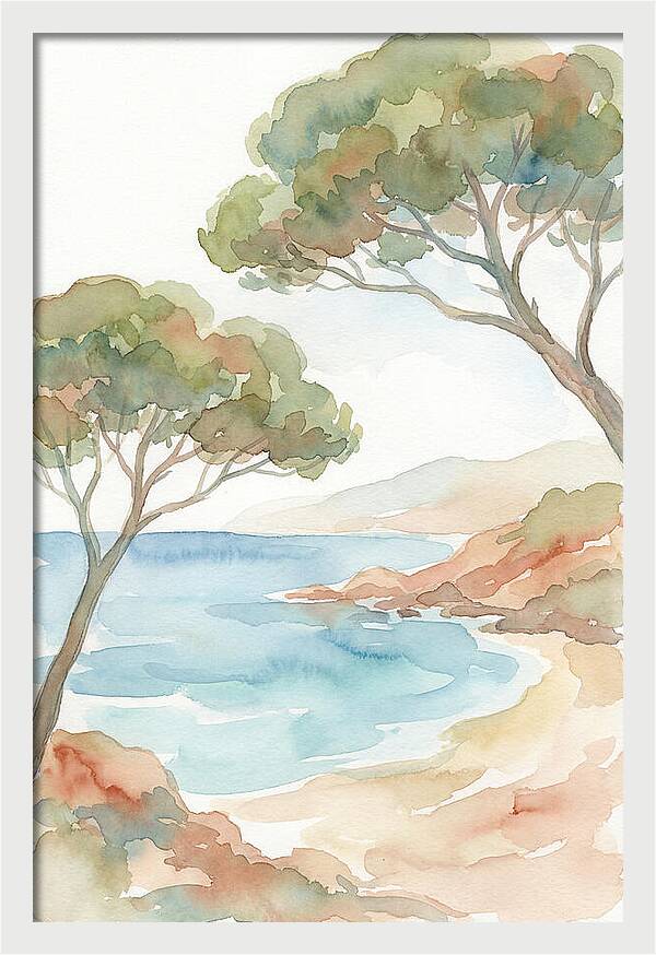 Parasol Pines Framing Mediterranean Cove