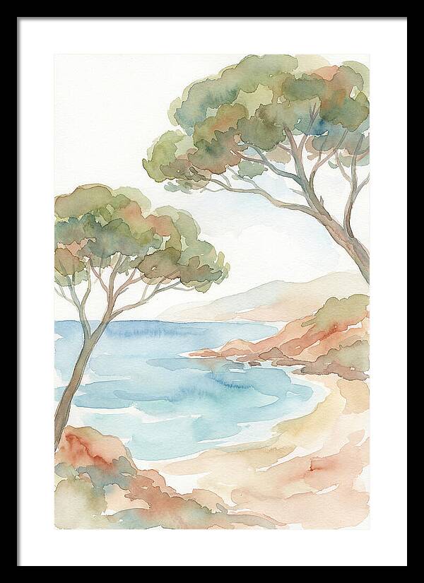 Parasol Pines Framing Mediterranean Cove