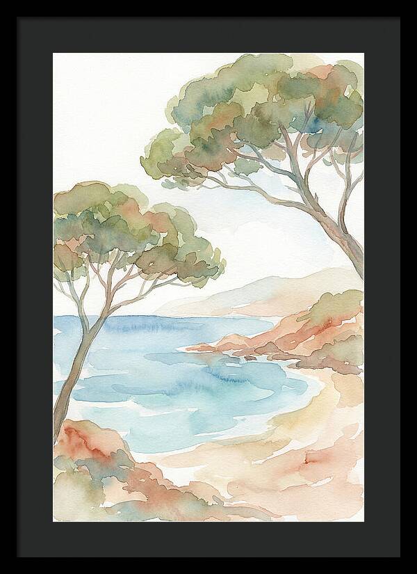 Parasol Pines Framing Mediterranean Cove