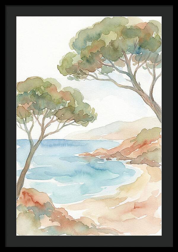 Parasol Pines Framing Mediterranean Cove
