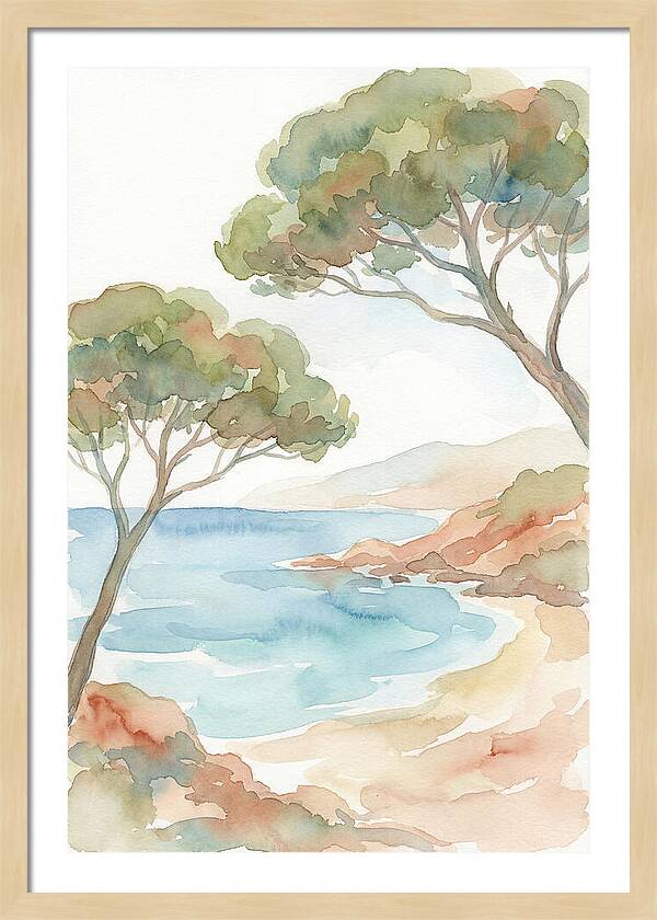Parasol Pines Framing Mediterranean Cove