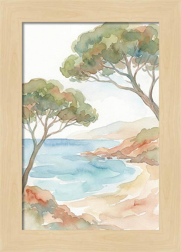 Parasol Pines Framing Mediterranean Cove