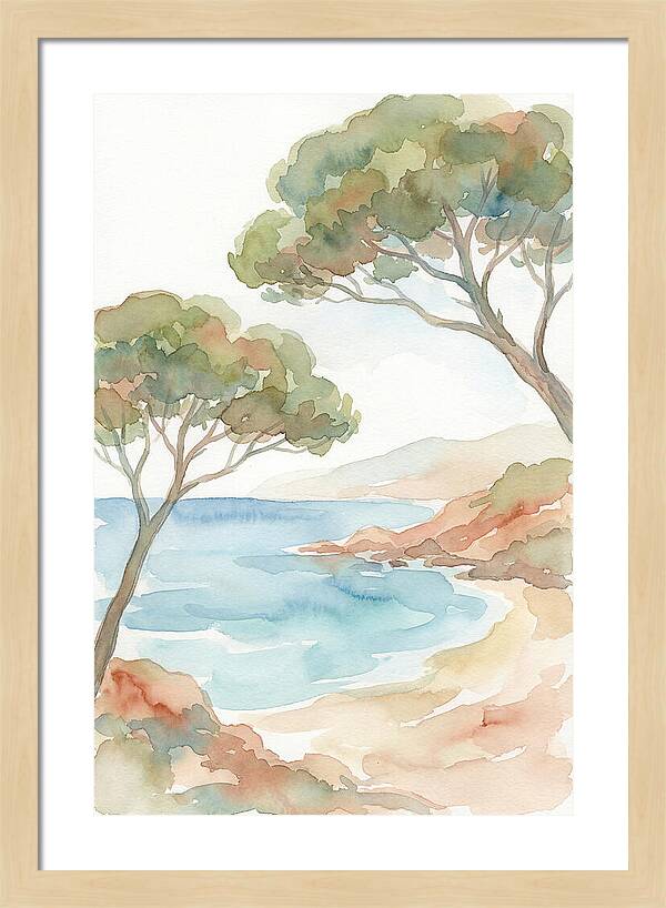 Parasol Pines Framing Mediterranean Cove