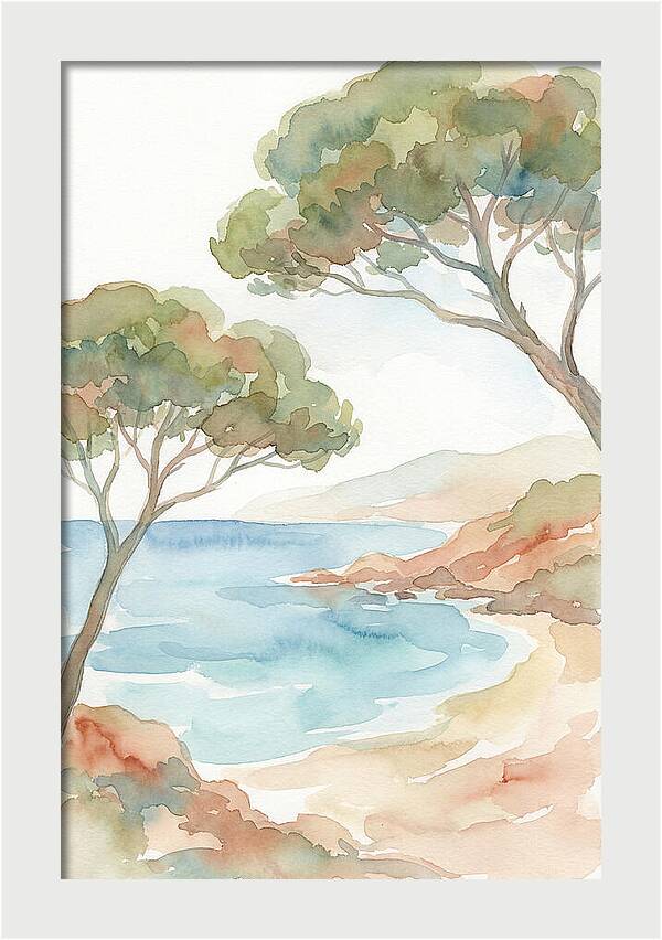 Parasol Pines Framing Mediterranean Cove