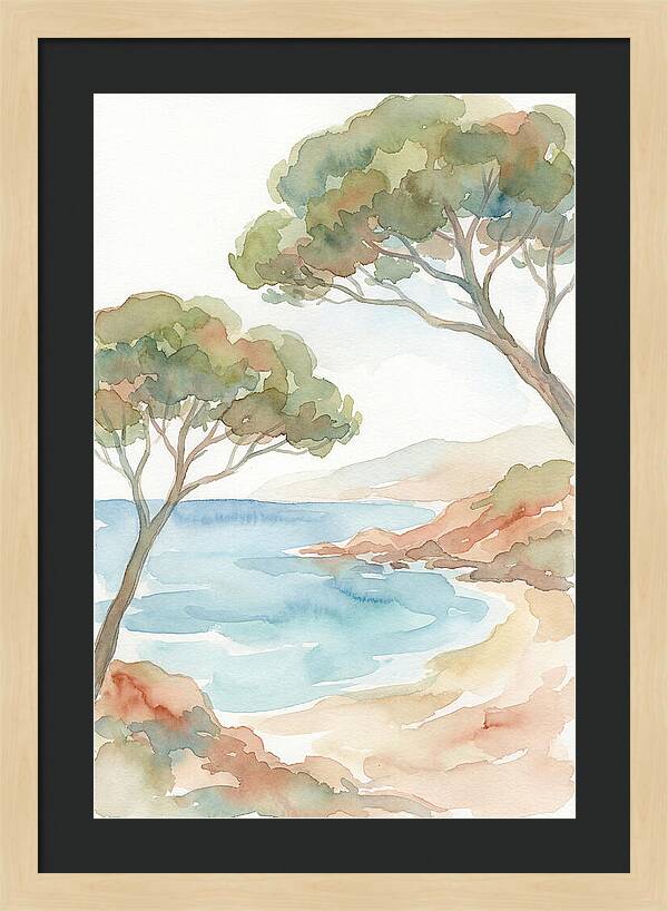 Parasol Pines Framing Mediterranean Cove