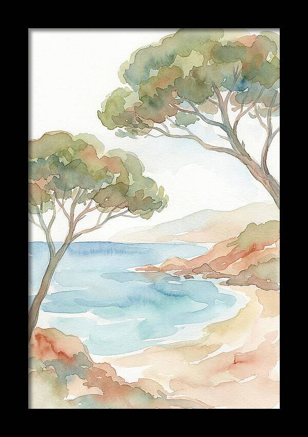 Parasol Pines Framing Mediterranean Cove