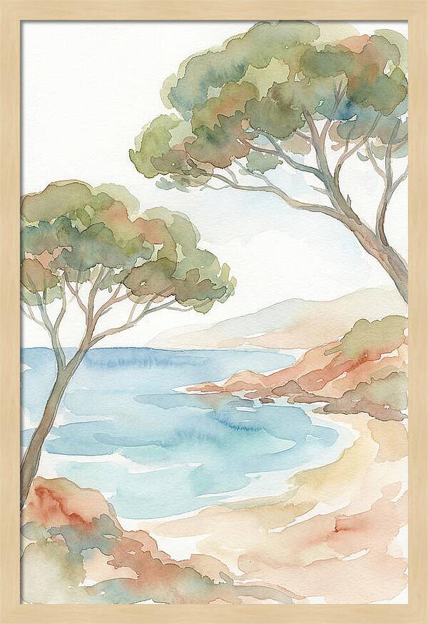 Parasol Pines Framing Mediterranean Cove