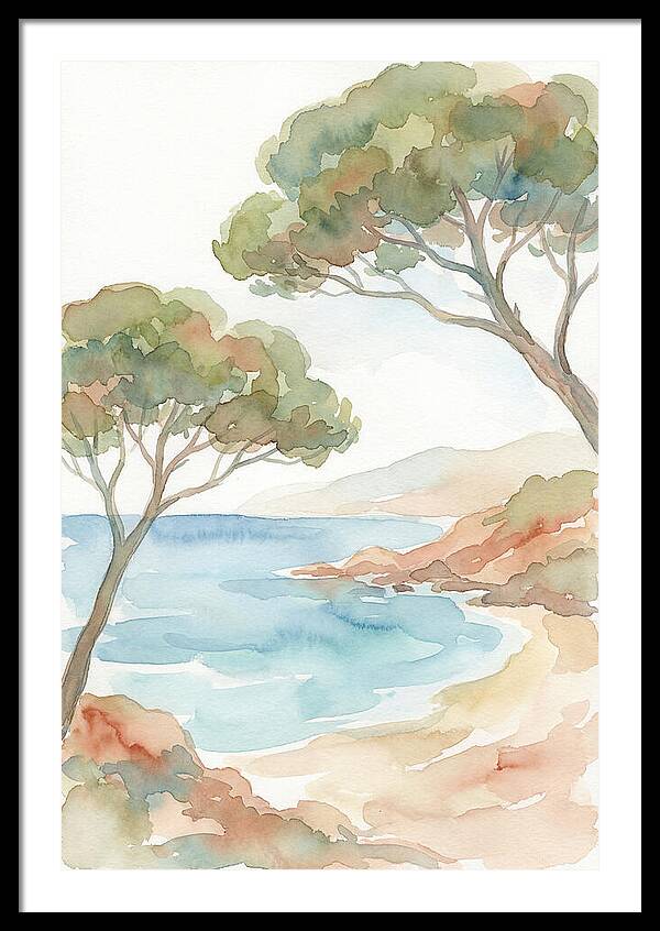 Parasol Pines Framing Mediterranean Cove
