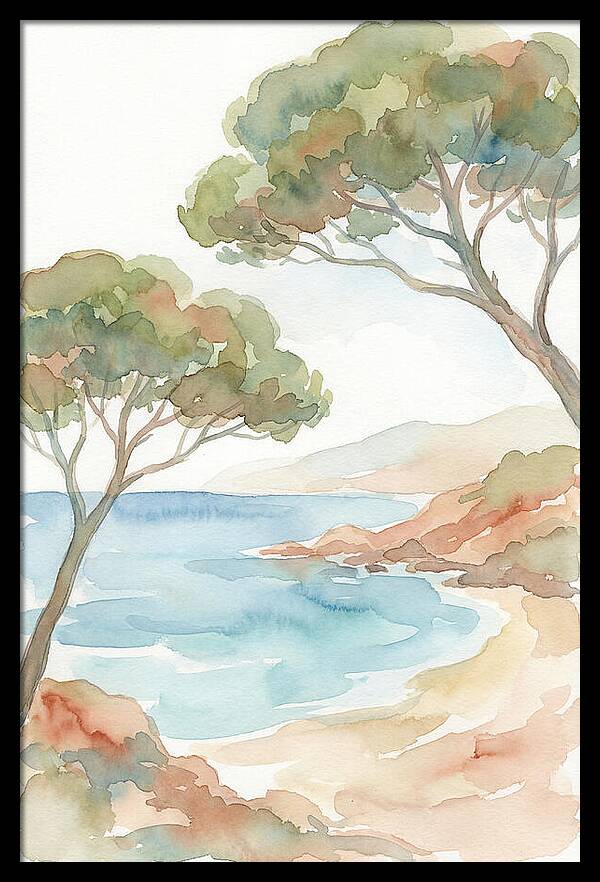 Parasol Pines Framing Mediterranean Cove
