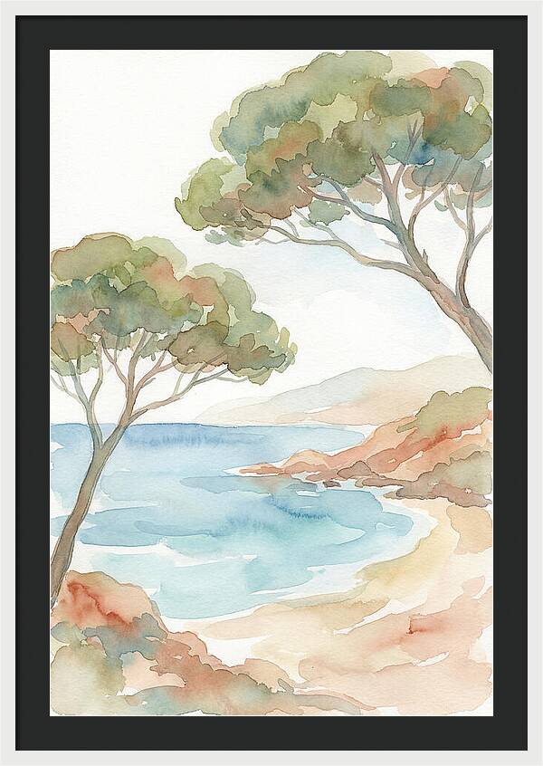 Parasol Pines Framing Mediterranean Cove
