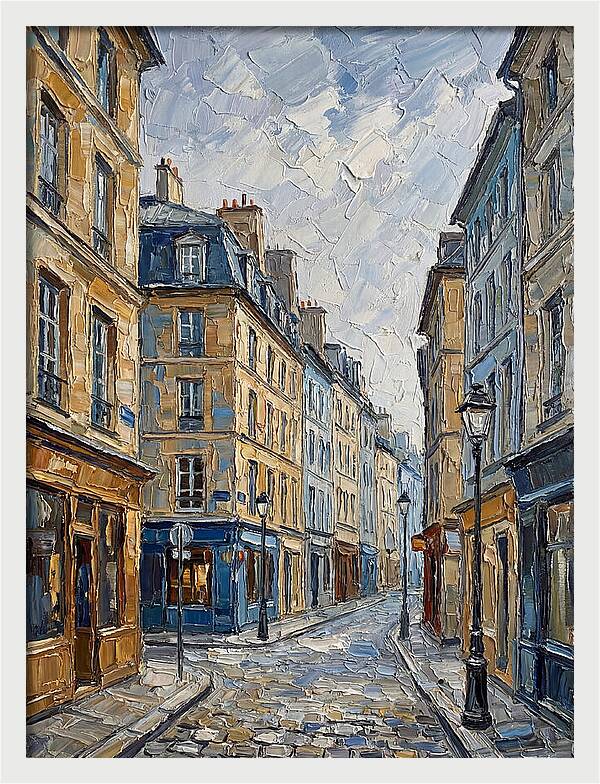 Parisian Street Scene In Palette Knife